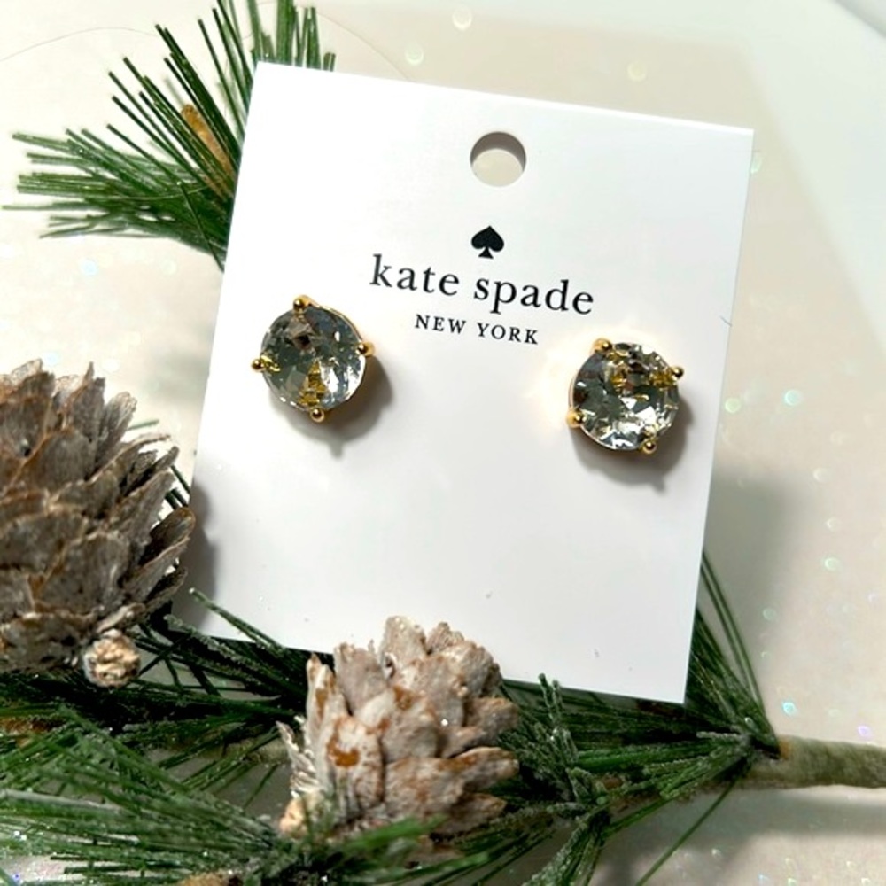 Kate Spade Gumdrop Studs Gold (Clear) NWT